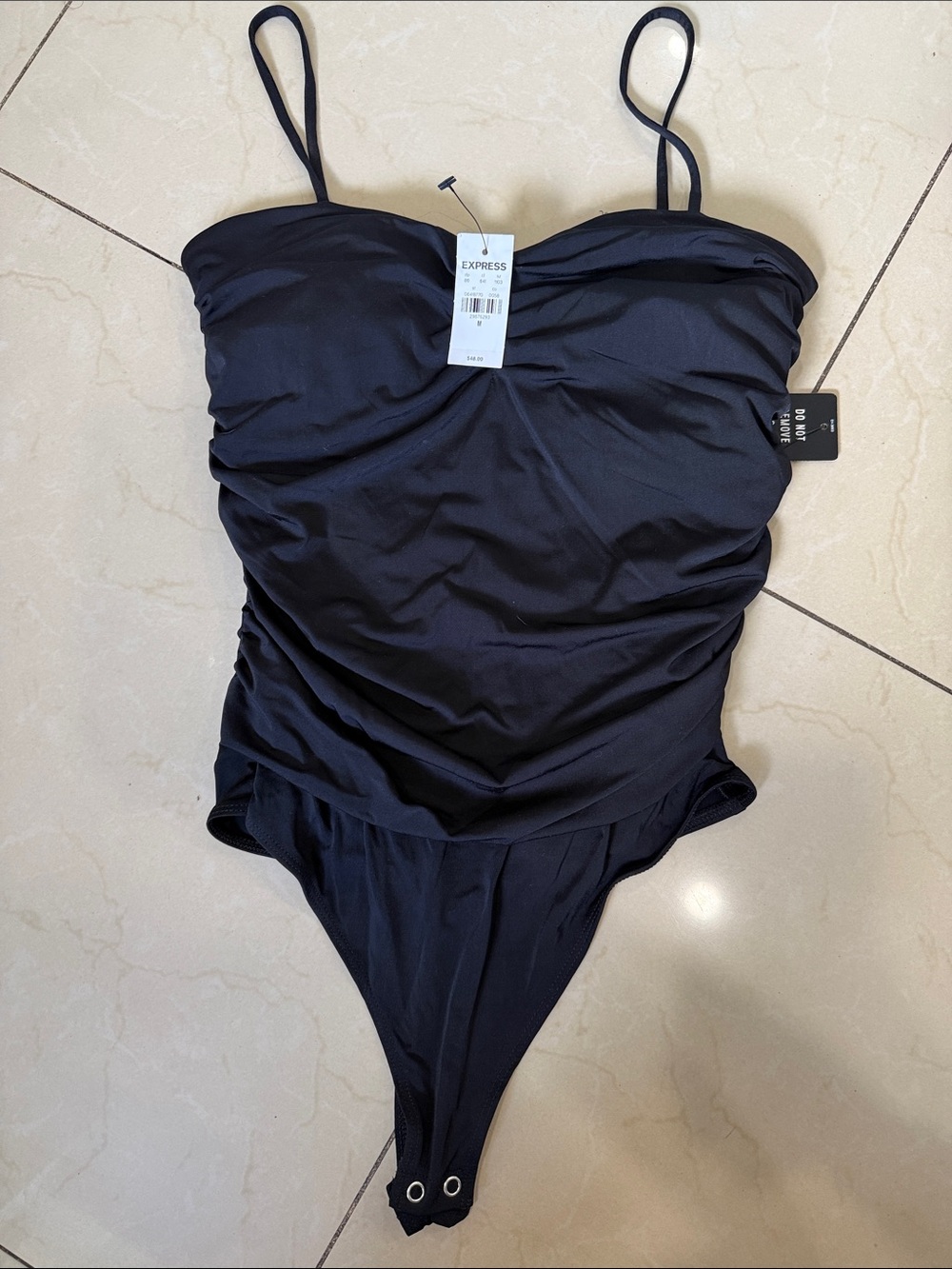 Express Women : Body Contour Compression Ruched Bodysuit With Bra Cups Size Med